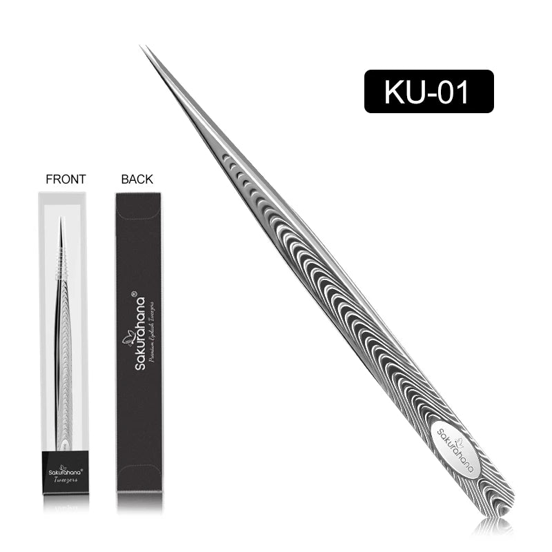 SAKURAHANA Anti-Static Eyelash Tweezers Professional High Precision Volume Extension Stainless Steel Anti-slip Makeup Tool