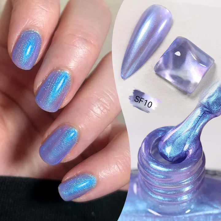 LILYCUTE 7ml Glitter Nail Polish Colorful Bright Sparkling Glitter Pearl Nail Art DIY Decoration No Need of Lamp to Cure