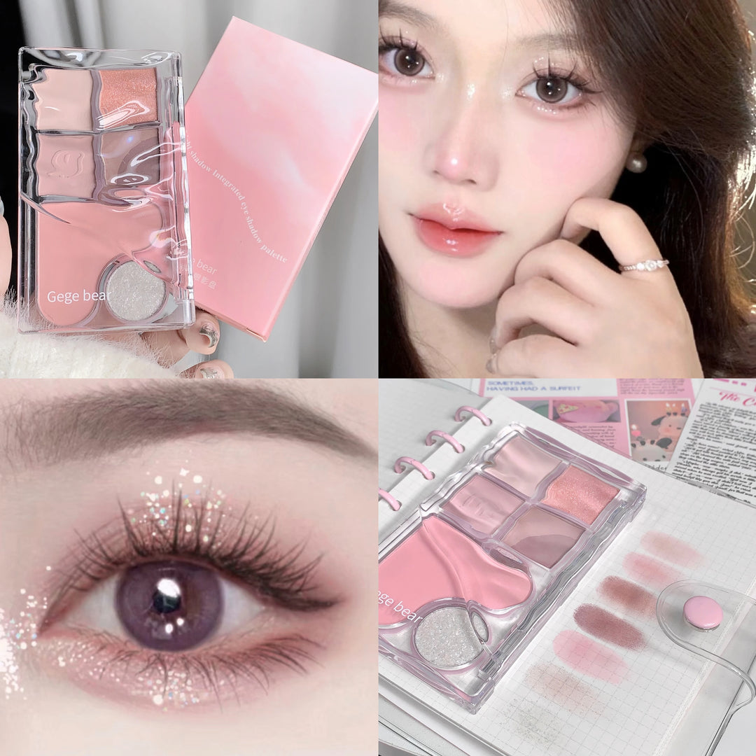 Six-Color Eyeshadow Light Shadow Integrated Eyeshadow Palette, Matte Pearlescent Pink, Long-Lasting Makeup, Pure Desire