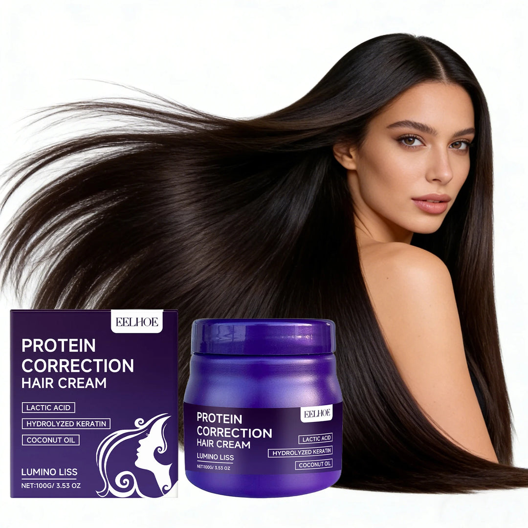 Protein Hair Straightening Cream Repair Dry Frizz Damage Leave-In Treatment Healing Color Protection Deep Conditioning Hair Mask