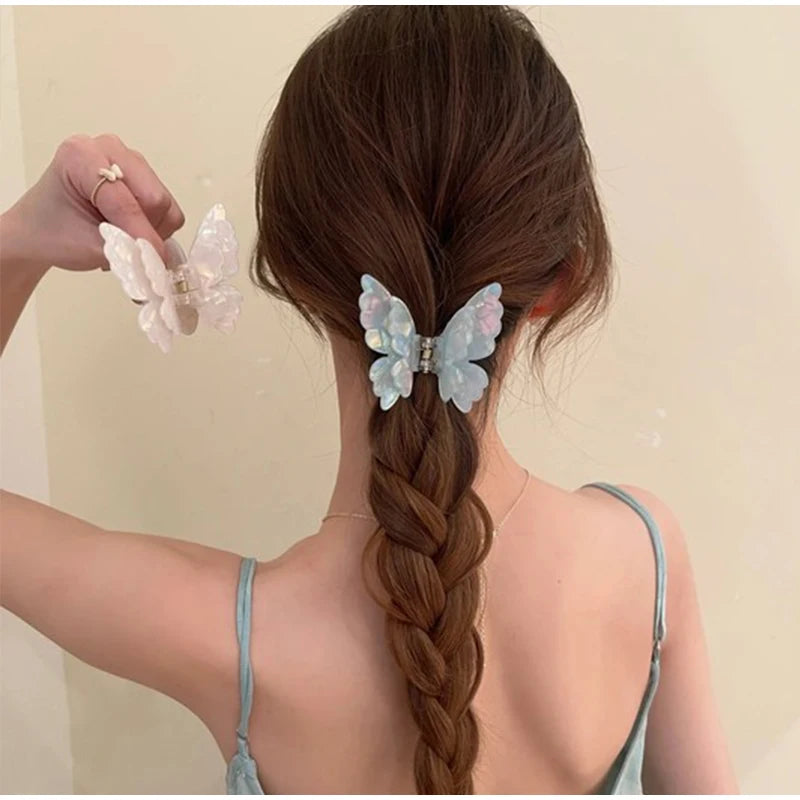 Fairy Butterfly Hair Claw Acetate Crab Hair Clip Summer Sweet Princess Shark Clip Coiled Hairpins Hairs Accessories French Retro