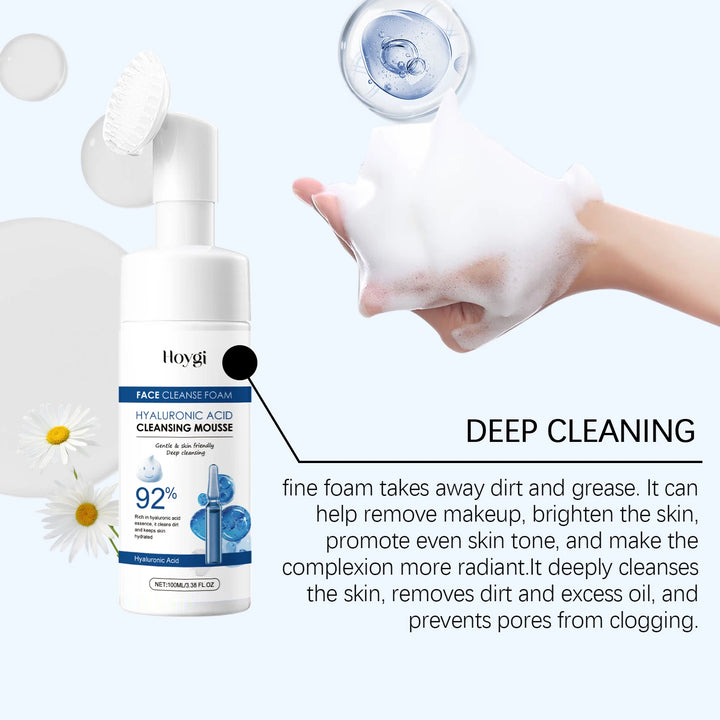 Hyaluronic Acid Cleansing Foam Gentle Moisturizing & Nourishing Oil Control Brightening Rejuvenation Face Wash Foam Face Cleanse