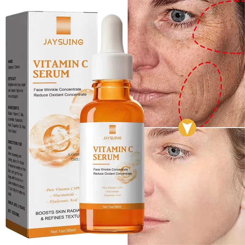 Vitamin C Whitening Serum Effective Remove Dark Spots Freckles Fade Melanin Anti-Wrinkle Brightening Nourishing Face Skin Care