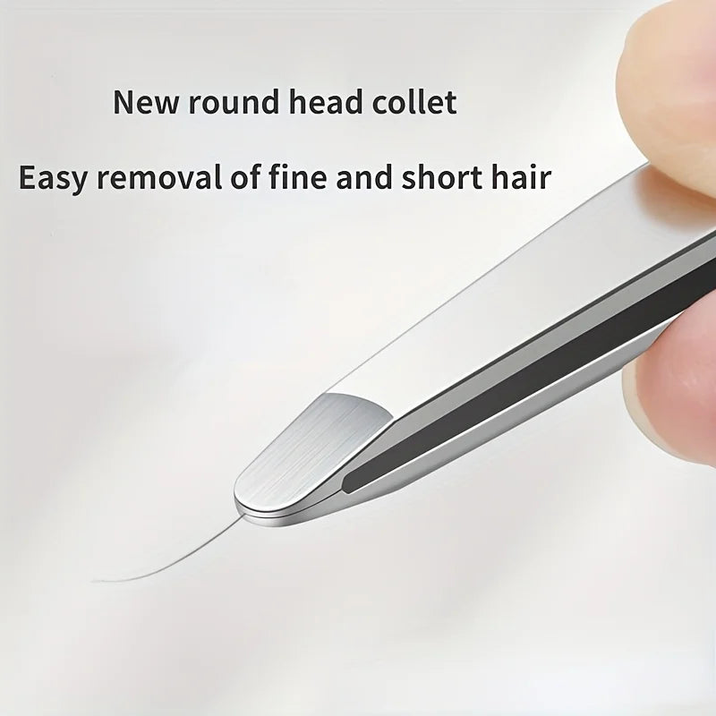 Heavy-Duty Stainless Steel Professional Eyebrow & Facial Hair Tweezers with Sharp Tips - Compatible for Eyebrows, Beards  Gift