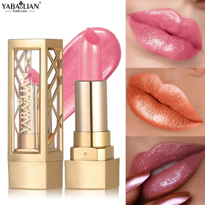 12 Color Gold Tube Lipstick Matte Pearlescent Glitter Shiny Velvet Lipsticks Red Brown Waterproof Lasting Solid Lip Gloss Makeup
