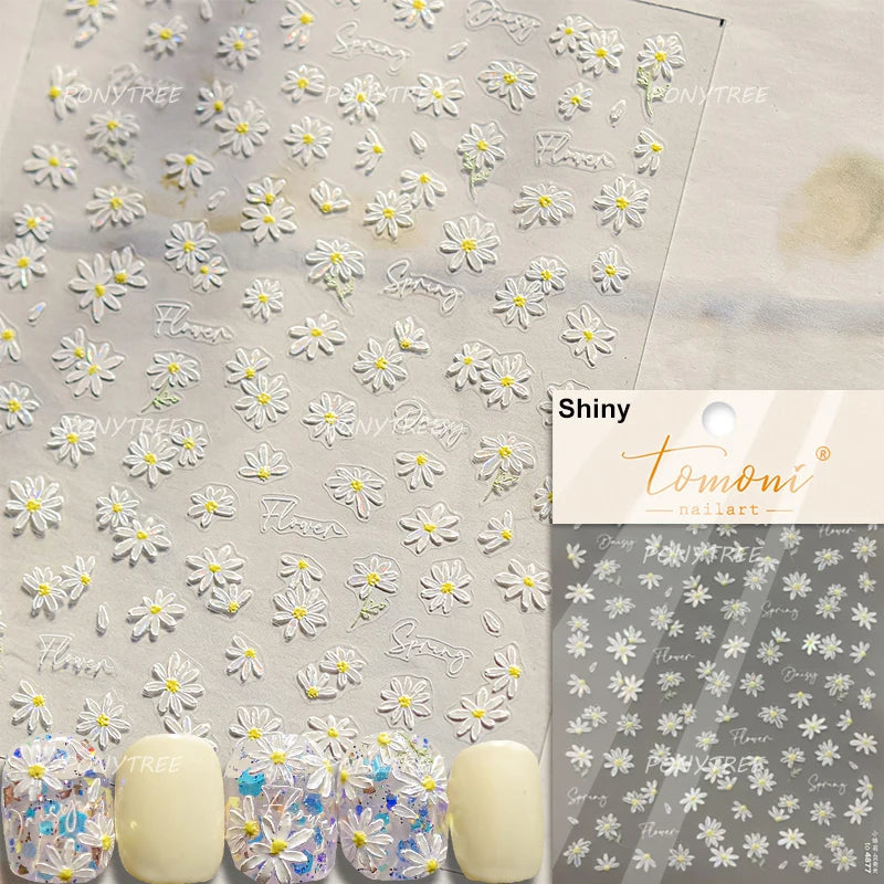 Flowers Blooming Cherry Blossom Sakura Living Peach Branch 5D Soft Relief Spring Adhesive Nail Art Sticker Chic Manicure Decals
