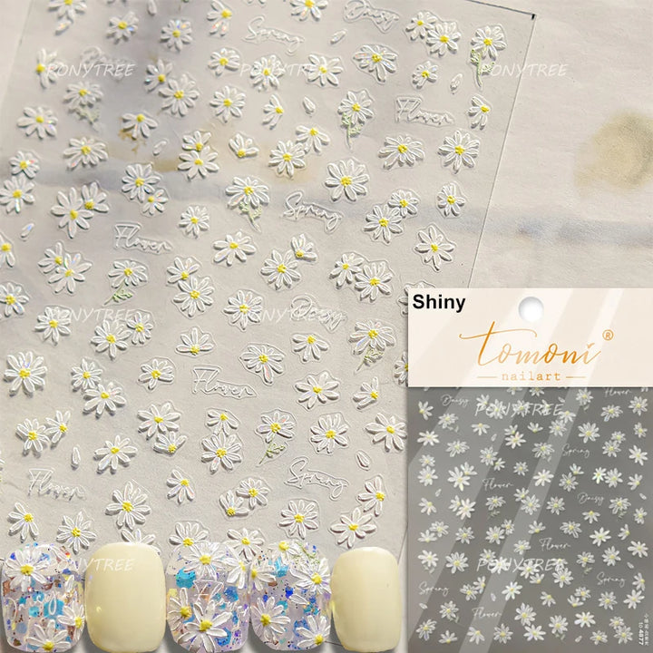 Flowers Blooming Cherry Blossom Sakura Living Peach Branch 5D Soft Relief Spring Adhesive Nail Art Sticker Chic Manicure Decals