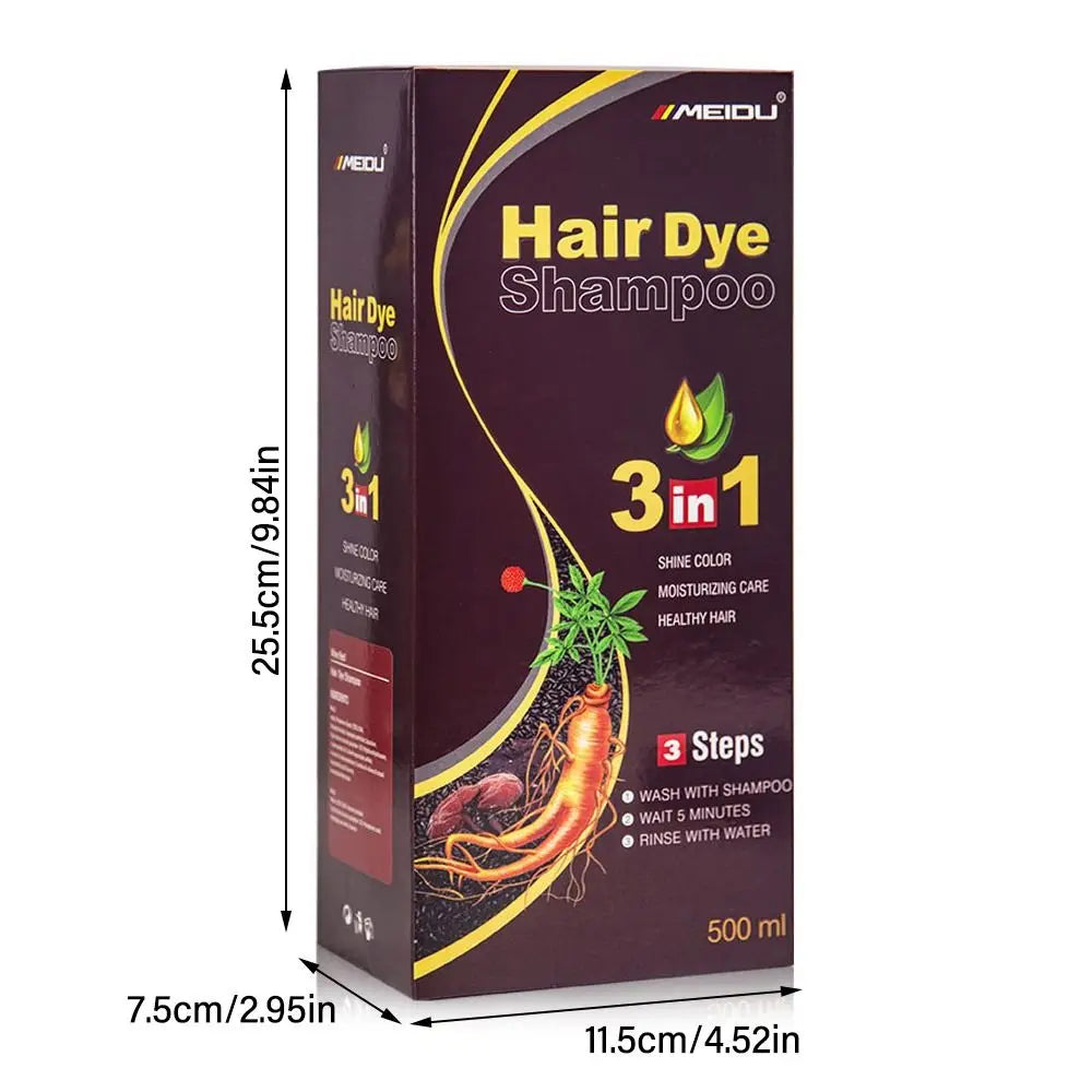 Meidu 3 In 1 Instant Coloring Shampoo Natural Black Color for Men Women Hair Dye Herbal Brown Purple Hair Dye Hair Dye Shampoo