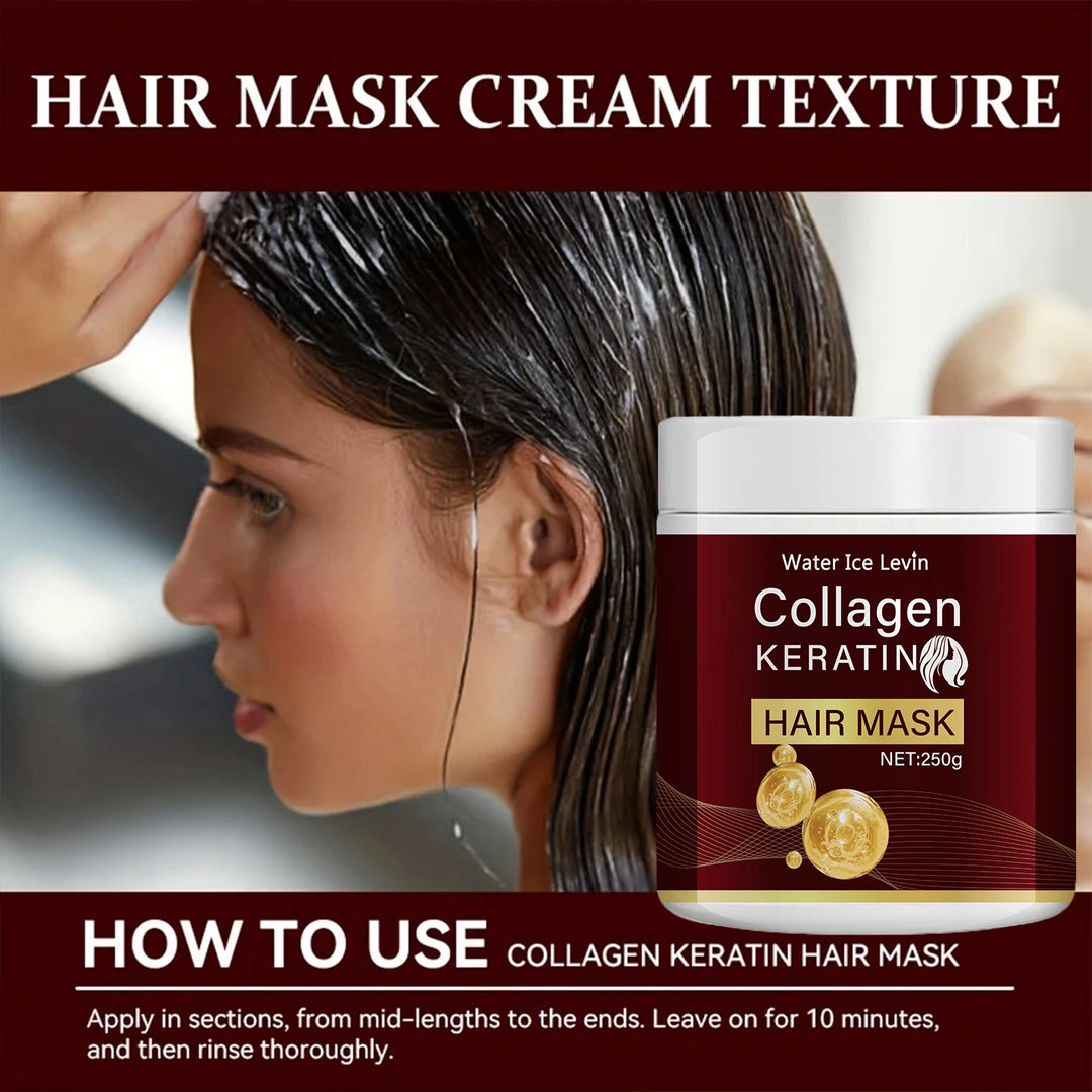 Collagen Keratin Hair Mask, Deeply Nourishes Dry and Damaged Hair, Enhances Elasticity—Rich in Moroccan Argan Oil, Deeply Moisturizes and Softens