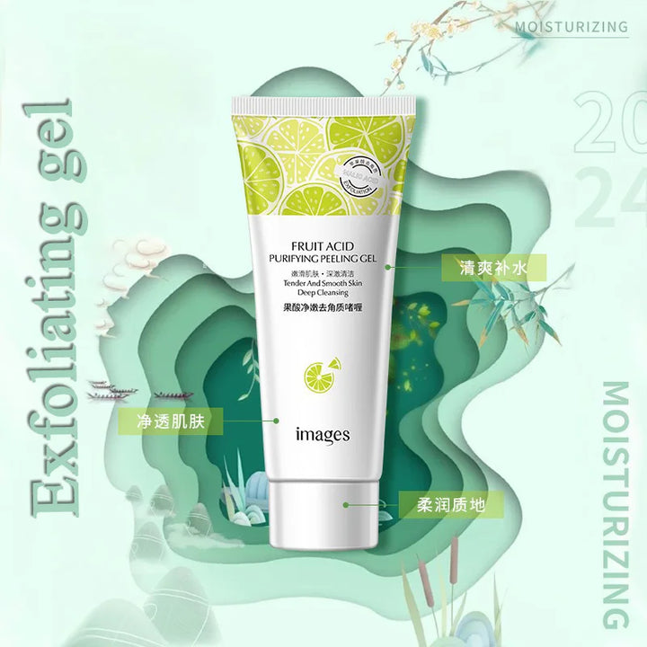 Fruit Acid Peeling Gel Facial Cleansing Exfoliating Peeling Scrub Cream Deep Clean Moisturizing Blackhead Removal Face Cleanser