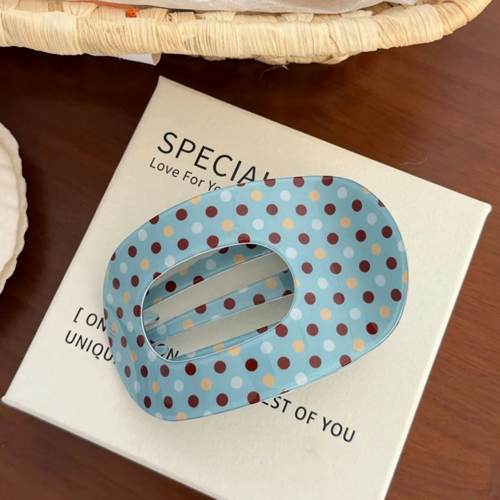 9.5CM Fashion Oval Hollow Hair Claw Clips Women Elegant Marbling PVC Flat Hair Grips Premium Colorful Updo Hair Barrettes