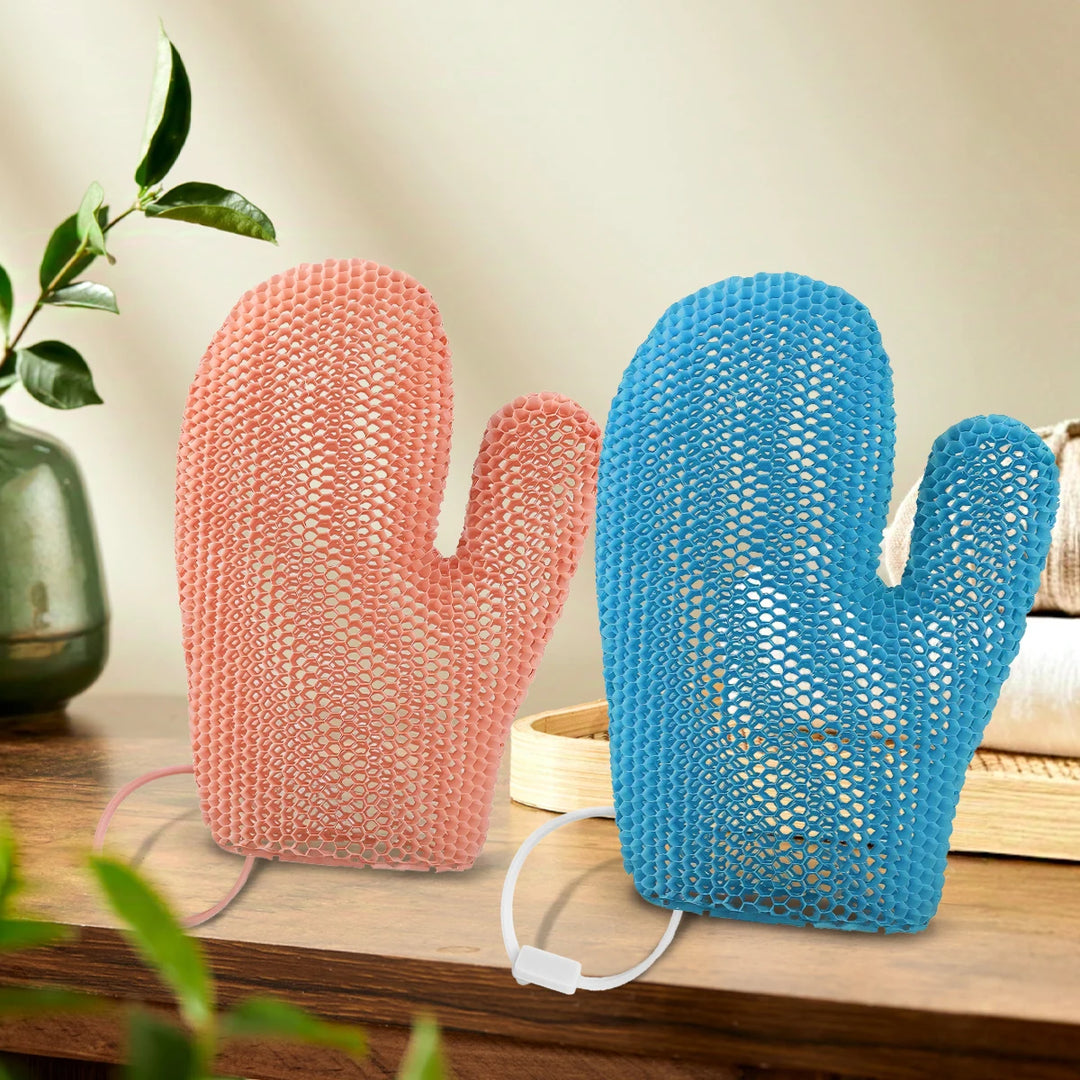 Set of 2 TPU Honeycomb Shower Gloves Skin-friendly, odourless, foamy and tear-resistant The first choice for family bathrooms.
