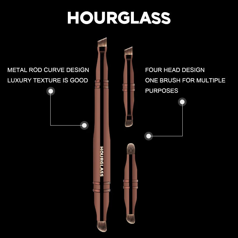 Hourglass Makeup Brush- No.25 Four-Head Multifunctional Brush Concealer Eyeshadow Eyebrow Brush Eyeliner Brush Makeup Brush