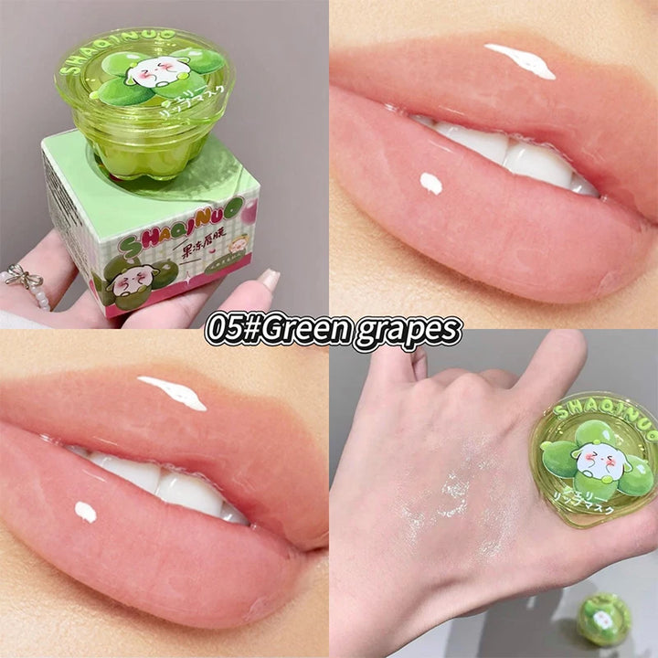 Shaqinuo Jelly Lip Mask Moisturizing and Hydrating Sleep Fruit Lip Balm for Students, Reduces Lip Lines, Prevents Dryness and Cracking, Christmas Gift, Essential for Autumn and Winter