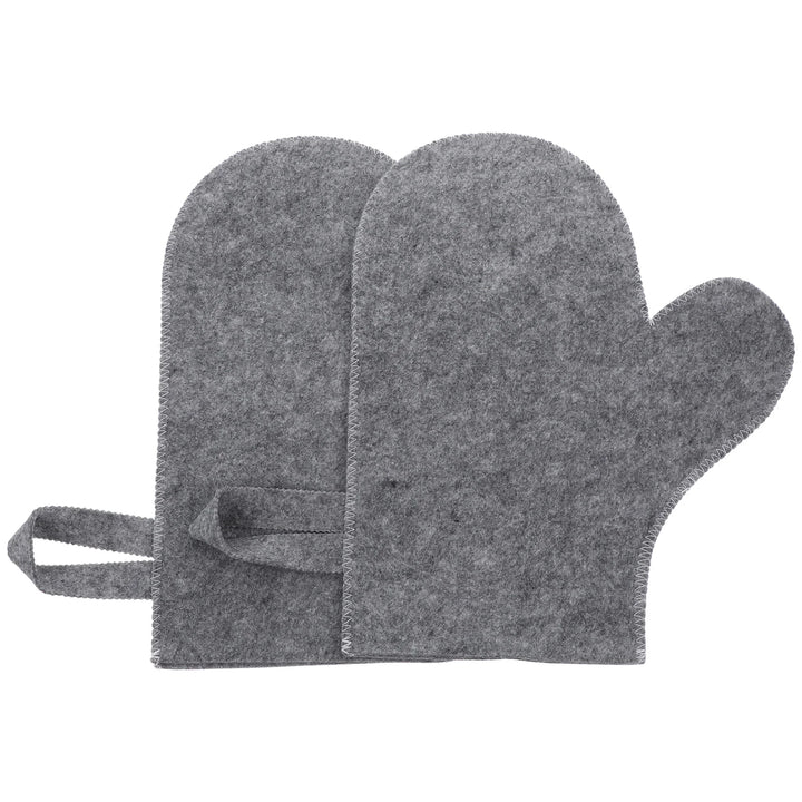 2 Pcs Grey Heat Resistant Gloves Bath Sponge Body Scrubber Sauna Tool Felt Kit Massage Glove Back Exfoliating Mitt Shower Gloves