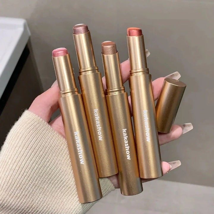 3 Colors Gradient Eyeshadow Stick Sparkling Pearl Cream Stick Long Lasting Eye Makeup Lazy Easy Blend for Daily Eye Shadow