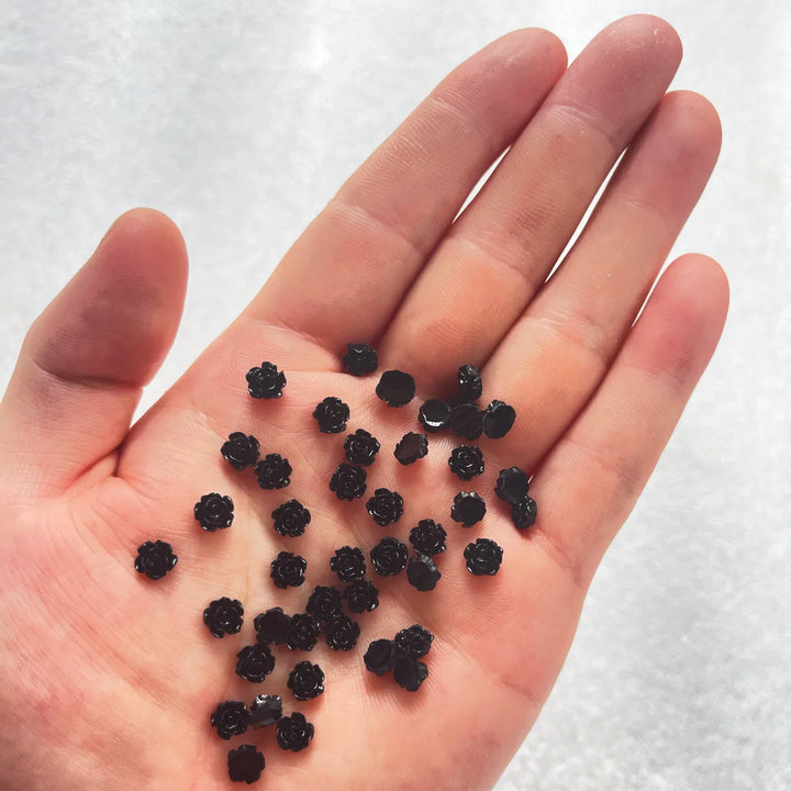 50pcs Cute New Resin Mini 3D White Plated Rose Nail Rhinestones Gems Glitter Nail Art Jewelry Manicure Nail Art Decorations