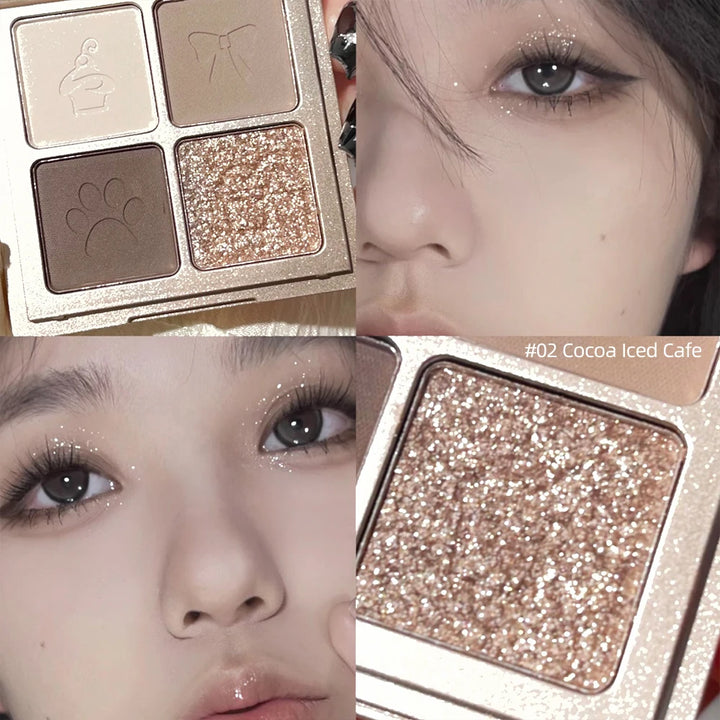 ART VALUE 4 Colors Eyeshadow Palette Glitter Pearly Eye Shadow Nude Long Lasting Charming Eyes Make Up Palette Cosmetics
