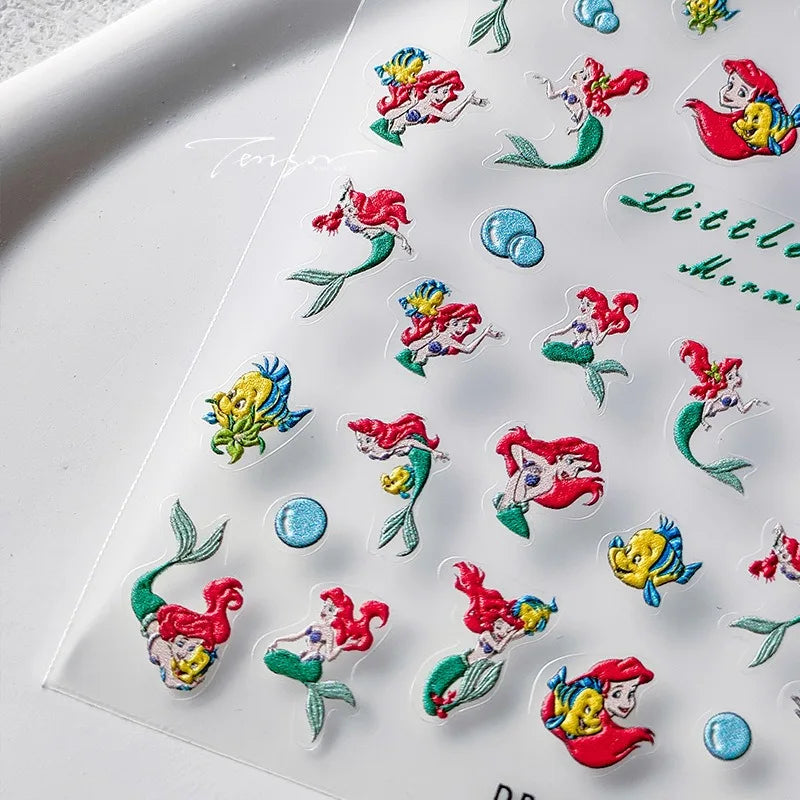 Disney Princess Cartoon 5D Nail Stickers Nail Art Decoration Frozen Snow White Nail Art Stickers Nail Supplies
