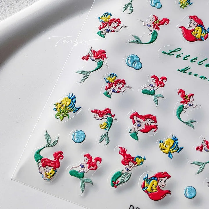 Disney Princess Cartoon 5D Nail Stickers Nail Art Decoration Frozen Snow White Nail Art Stickers Nail Supplies