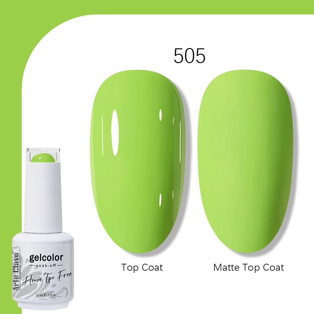 Arte Clavo Solid Color Gel Nail Polish 15ml Soak Off UV LED Gel Semi-Permanent Glitter Polish For Manicure Nail Art Salon Gel