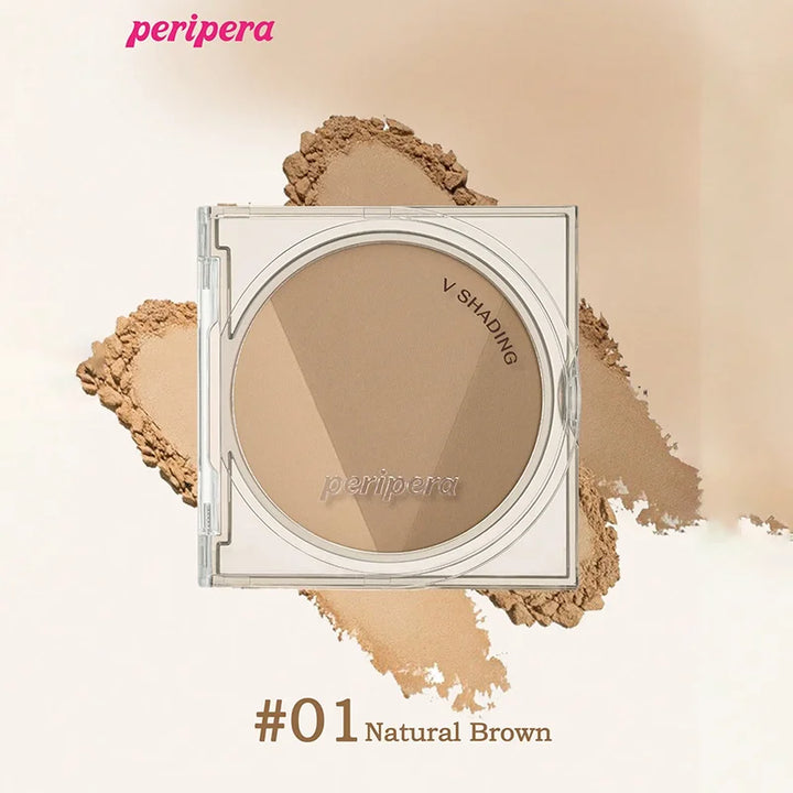 K-beauty V Shading Contour Matte Powder Palette, Light Smooth Velvet Texture Slimming Facial Nose, Natural Gradation Bronzer