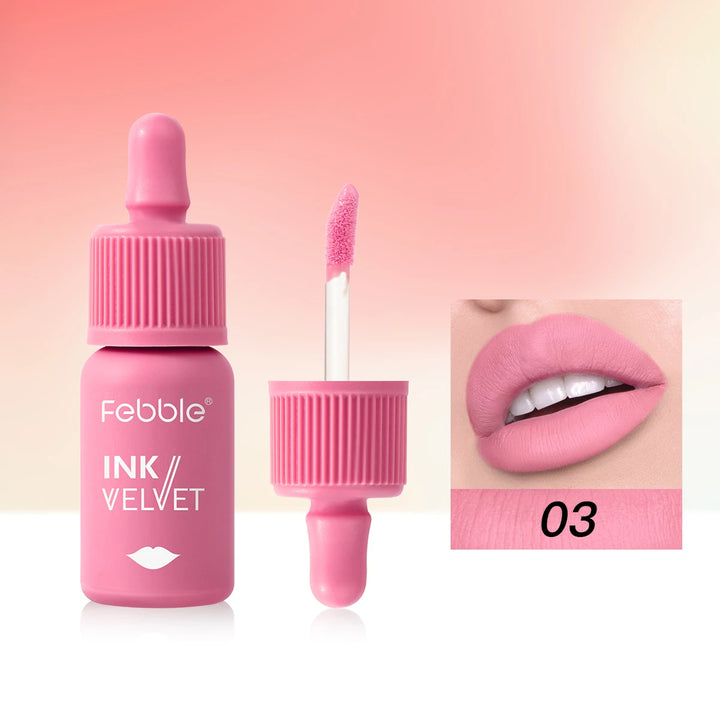 Febble 12 Color Ink Lip Gloss Matte Nude Velvet Liquid Lipstick Multifunctional Long-lasting Lip Cosmetics for Women & Girls