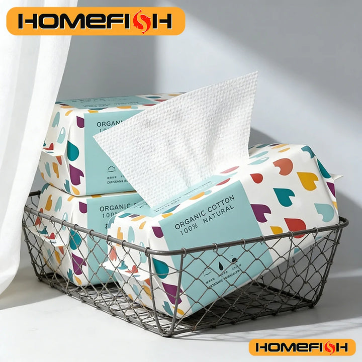 Soft Cotton Disposable Thick Face Towel - Dry Makeup Removing Cleanser Towelettes For Skin Care