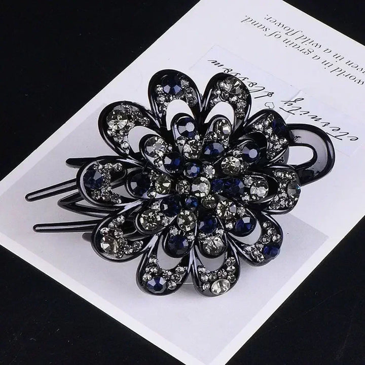 Shiny Rhinestone Hairpin Flower Leaf Duckbill Hair Claws Retro Hair Clips Accessories For Women Shinning Ponytail Headwear