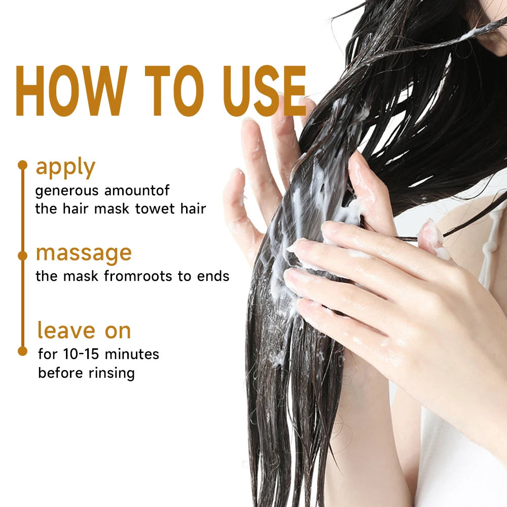 Collagen Hair Mask Repair Damage Dry Frizz Hair Keratin Treatment Soft Smoothing Shiny Deep Moisturizing Curly Hair Care Product