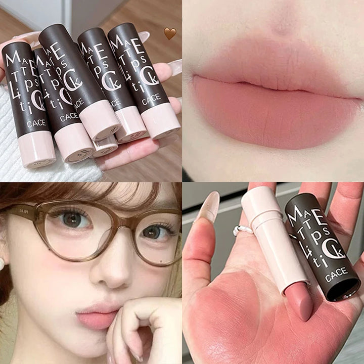 Vintage Party Velvet Matte Lipstick Rose Cream Silky Finish Long-Lasting Waterproof Full Coverage Nude Lip Tint Balm Make Up