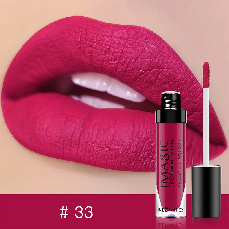 IMAGIC Lip Gloss Makeup Long Lasting Waterproof Lipstick Velvet Non-stick Cup 28 Colors Lip Tint Matte Sexy Red Liquid Lip Stick