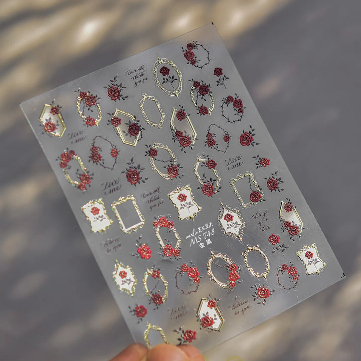 1 piece 5D color crystal star nail stickers high quality love shiny silver hollow smear rainbow flower jelly design nail sticker