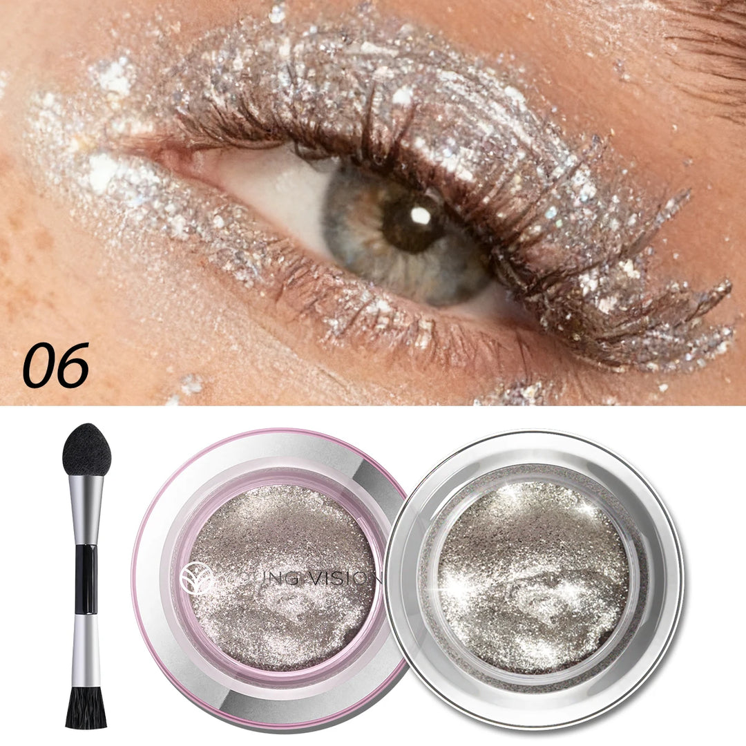 1pcs Highlighter Liquid Eye Shadow, Waterproof, Non-Greasy, Long-Lasting Highlight & Smoky Eye Shadow with Makeup Brush