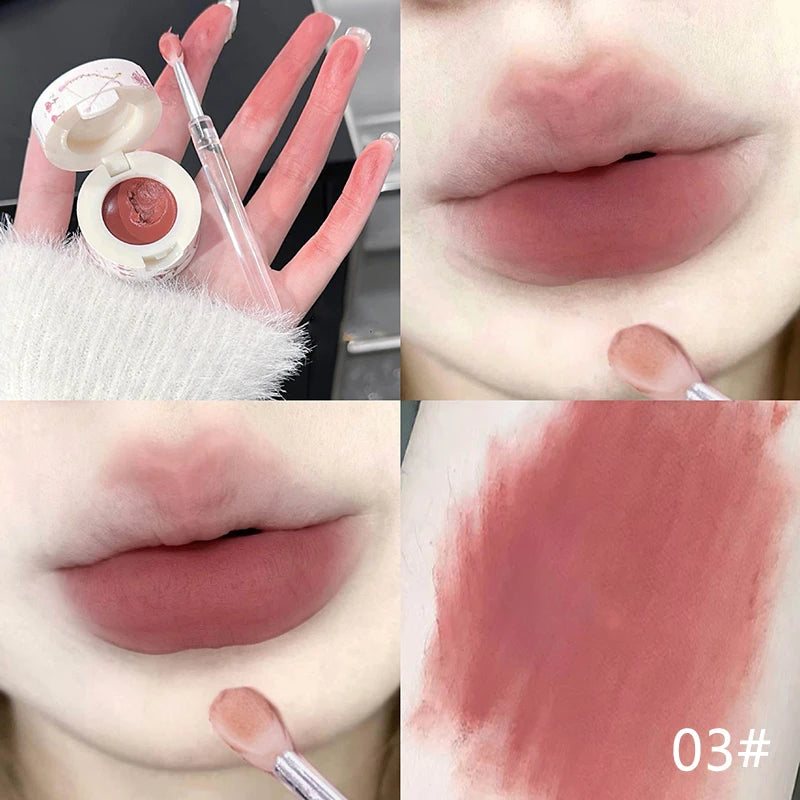 Matte Lip Mud Pot Velvet Mist Lip Glaze Waterproof Low Saturation Lip Tint Milk Orange Pink Lipstick Korean Dupe Makeup Girls
