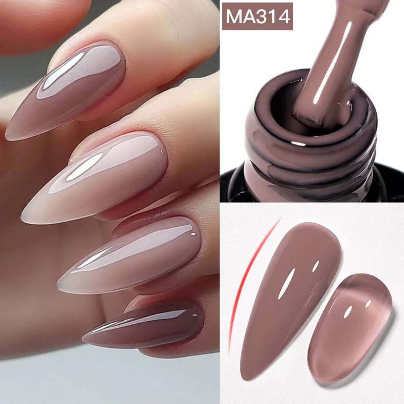 MEET ACROSS 7ml Jelly Nude Shimmer Rubber Base Gel Glitter Pink Purple UV/LED Nail Art Vernis Gel Polish for Manicure Nails DIY
