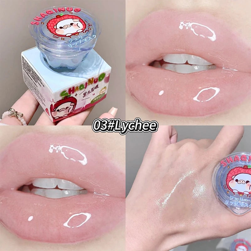 Shaqinuo Jelly Lip Mask Moisturizing and Hydrating Sleep Fruit Lip Balm for Students, Reduces Lip Lines, Prevents Dryness and Cracking, Christmas Gift, Essential for Autumn and Winter