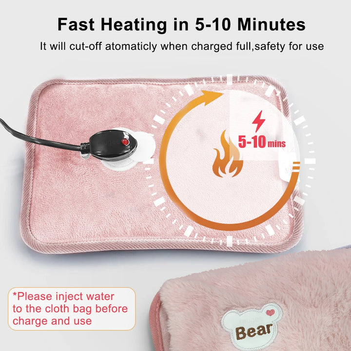 Electric Hot Water Bag Soft Winter Rechargeable Hot Compress Heating Pad Portable Hand Warmer Bag Reusable Hot Water Bottle