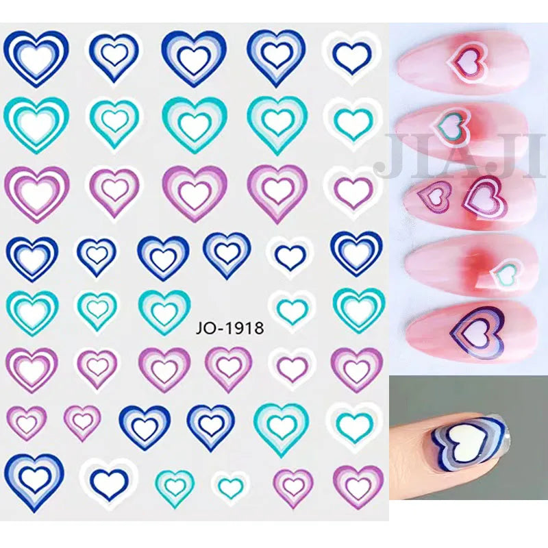 Nail Art Stickers Water Decals Eyes Stripe Nail Art Decorations for Manicure Accessories Press on Nails Foil Stickers and Decals
