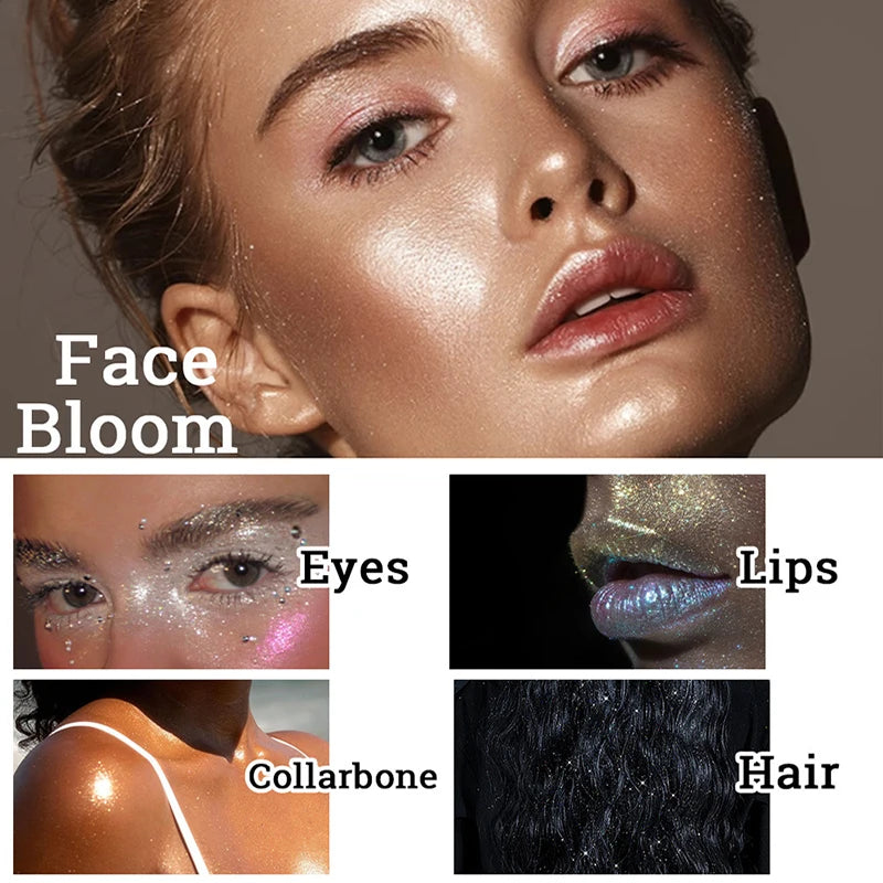 6 Colors Fairy Highlighter Pat Powder Glitter Polvo De Hadas Fashion Brighten Contour Blush Face Eyes Body Shimmer Powder Makeup