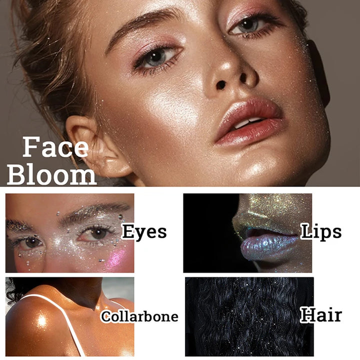6 Colors Fairy Highlighter Pat Powder Glitter Polvo De Hadas Fashion Brighten Contour Blush Face Eyes Body Shimmer Powder Makeup