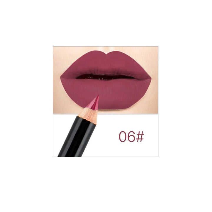 Professional 12 Color Wood Lip liner Waterproof Lady Charming Lip Liner Soft Pencil Makeup Women's Long Lasting Cosmetic Tool