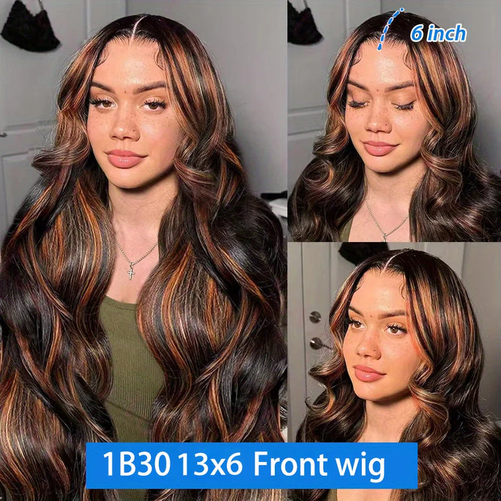 1b30 Black Brown Lace Front 13x4 Body Wave Wigs  P427 Highlight Ombre  Human Hair 13x6 HD Lace Frontal Blonde Colored Wig