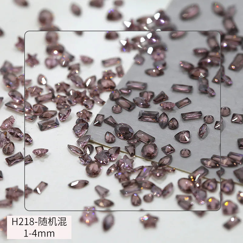 50PCS Sparkle Mini 5A Zircon Translucent Glitter Sharp Diamonds Crystal Nail Art Rhinestones Jewel Decorations Manicure Charms
