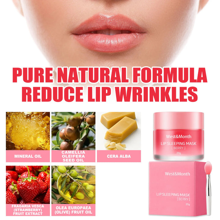 West&Month Repair Lip Sleeping Mask Moisturizing & Nourishing Night Repair Peeling Lip Mask Light Lip Lines Lipstick 20g