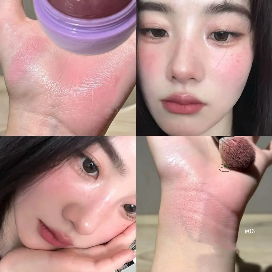 Herorange Peach Ball Cloud Velvet Blush Cream, Fine Powder Texture, Natural Three-Dimensional Effect, Brightening and Color-Enhancing, Dewy Blush, Long-Lasting Makeup, Suitable for Autumn and Winter