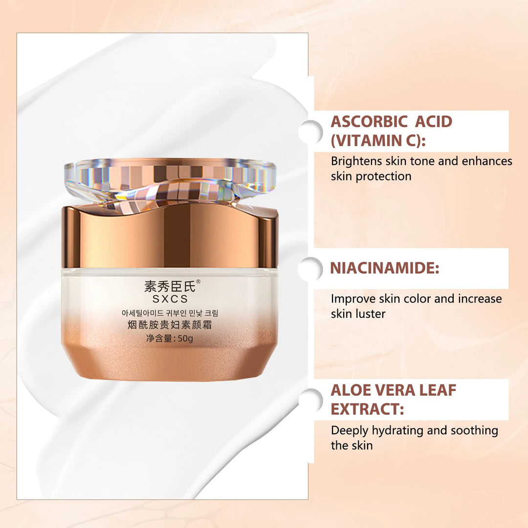 Lady Makeup Cream，Nicotinamide Vitamin C Plain Face Cream, Nicotinamide Cream for Face, Multifunctional Hydrating Makeup Cream