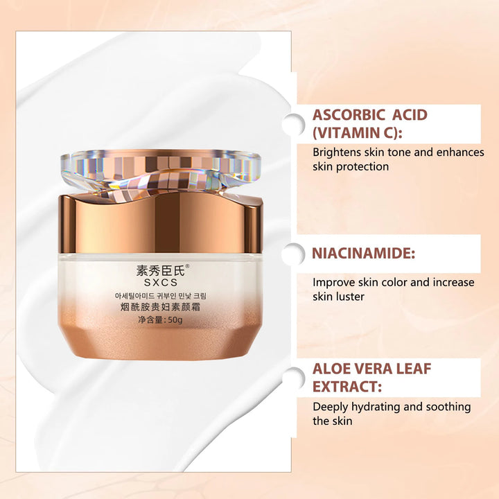 Lady Makeup Cream，Nicotinamide Vitamin C Plain Face Cream, Nicotinamide Cream for Face, Multifunctional Hydrating Makeup Cream