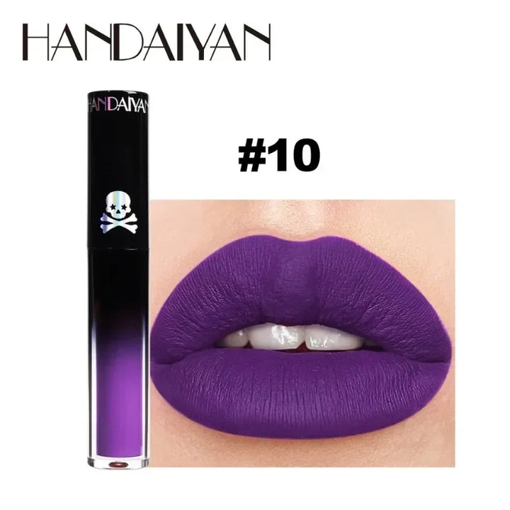 4pcs Matte Lipstick Set Waterproof Sexy Green Purple Black Lip Gloss Shiny Lip Tint Halloween Lip Makeup Tool Korean Cosmetics
