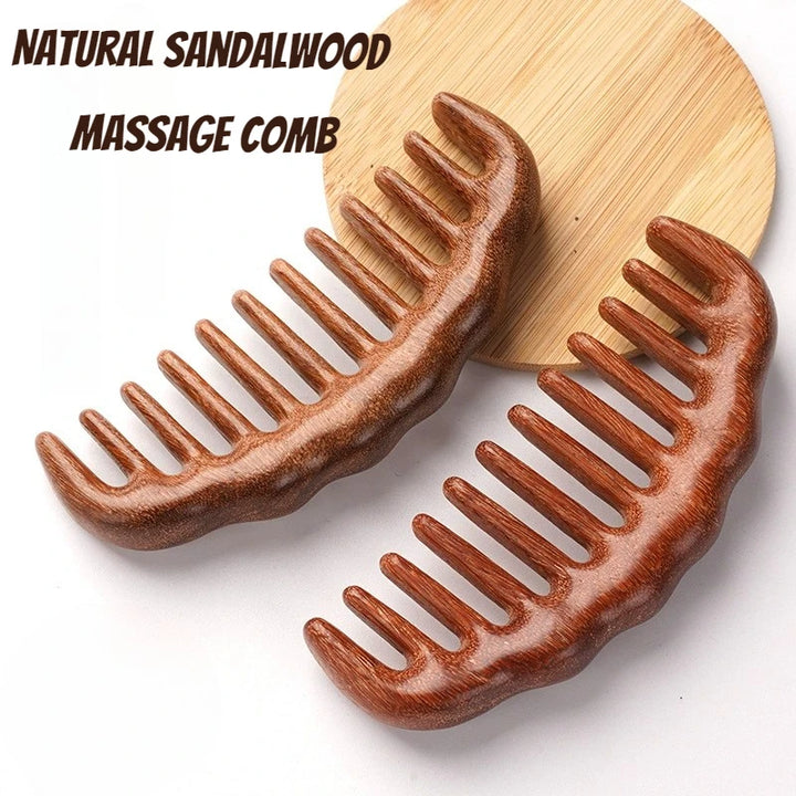 Natural Sandalwood Hair Comb Wide Tooth Detangling Hair Brush Women Wooden Detangle Combs Anti-Static Scalp Massager Hair Care